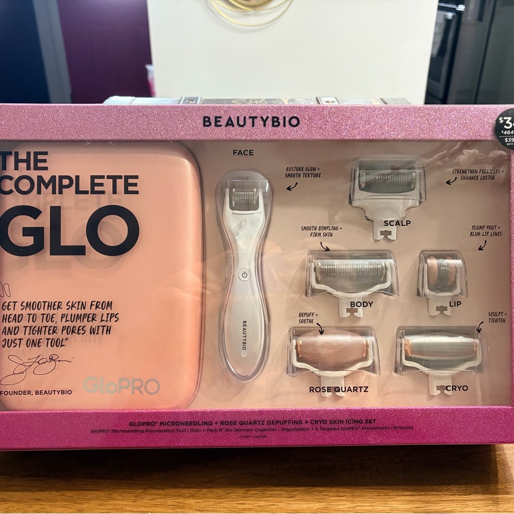 BeautyBio GloPRO Microneedling Tool Set - White and Pink
